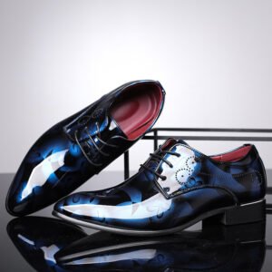 Fashionable English Flower Leather Shoes Pointed Toe Men's Shoes