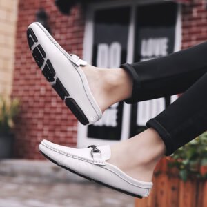 Half Drag Beanie Shoes Summer Men's Shoes Lazy Casual Fashion Half-support Leather Shoes Cowhide Personality Men's Half-support Men's Shoes