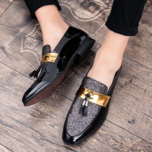 Large Size Leather Shoes England Pointed Toe Sequined Casual Men's Shoes