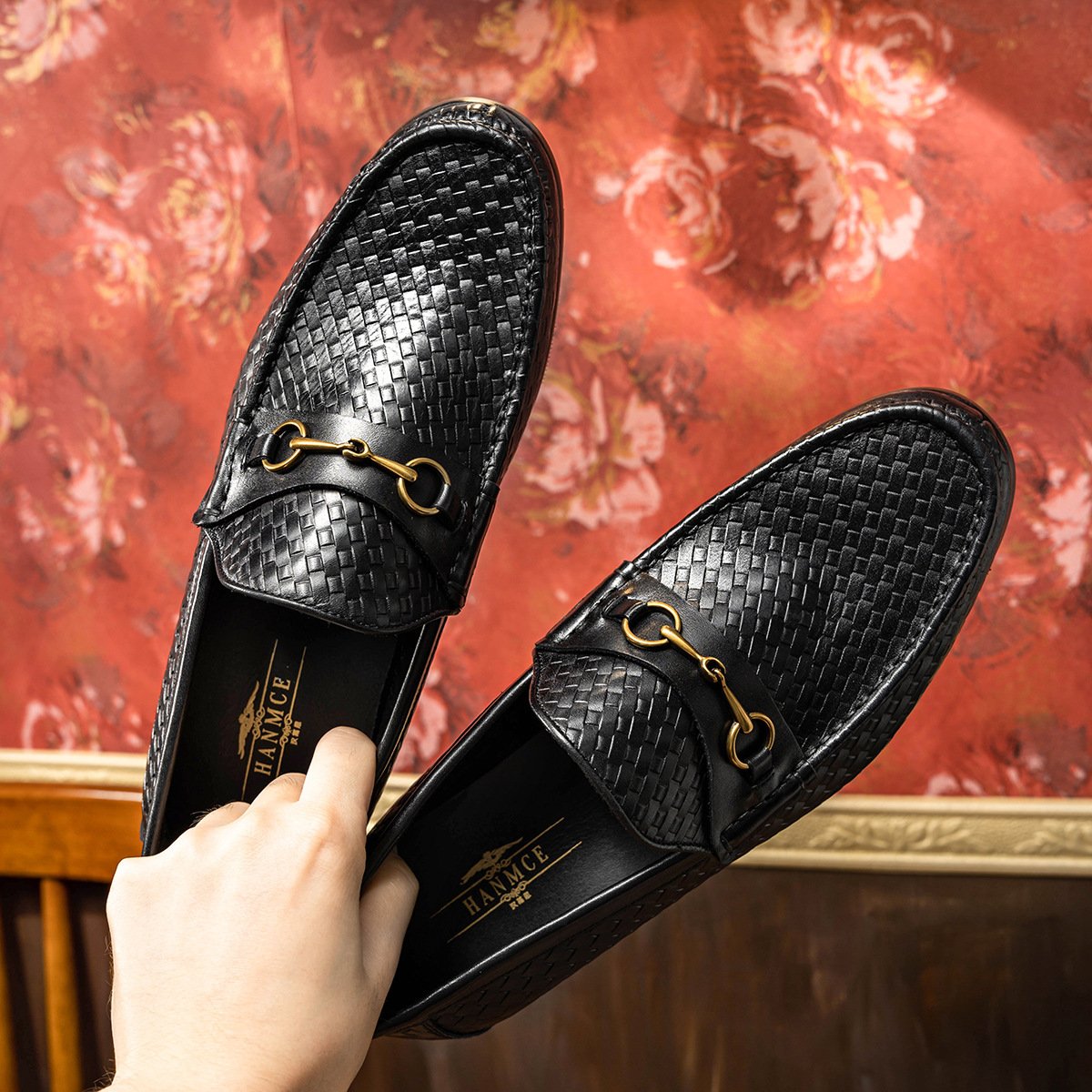 Business Casual Men's Woven Loafers Leather Shoes Men's Shoes - Image 3